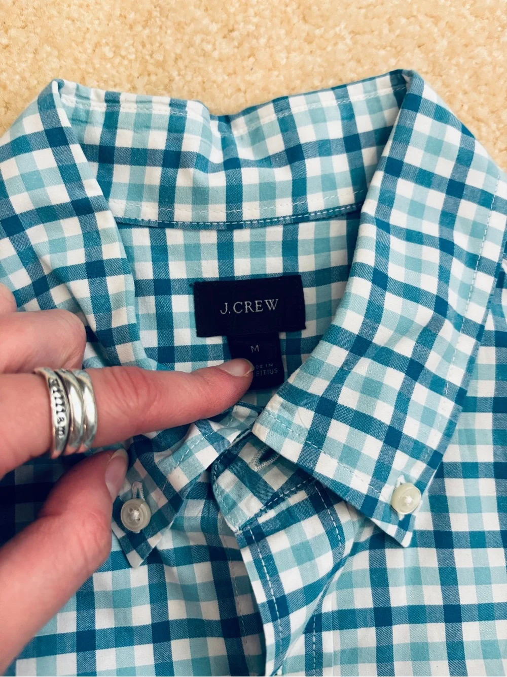 J. Crew Gingham Plaid Checked Button Down Shirt Size Medium